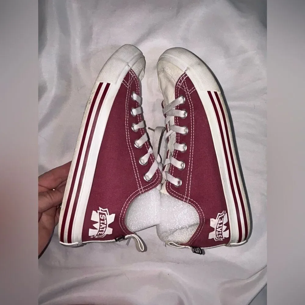 Mississippi State University Sneaker Collegiate Maroon White Women Skicks Size7